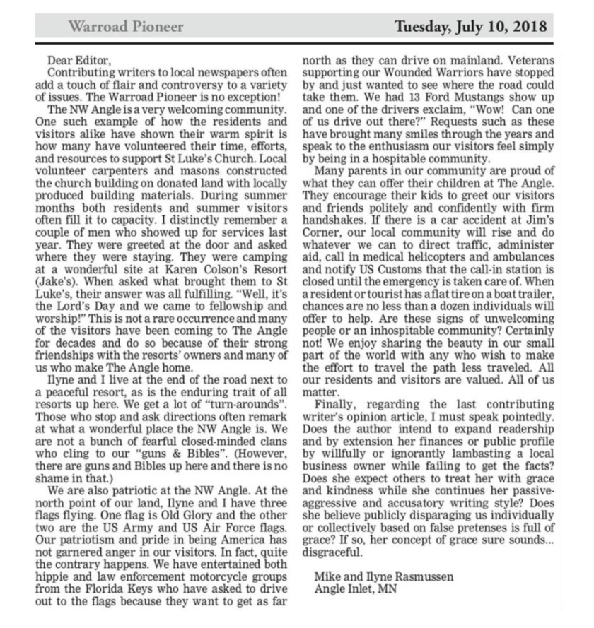 Column 95 Letter to the Editor Rasmussen
